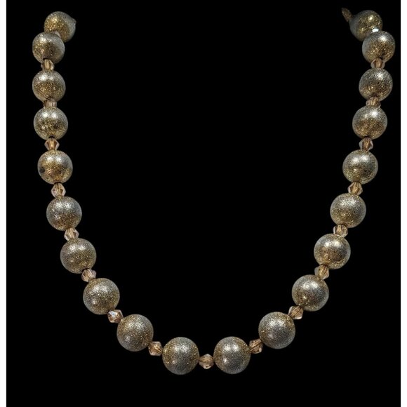 Charming Charlie Glitter Ball Glam Silver And Gold Tone Beaded Necklace - Picture 3 of 7